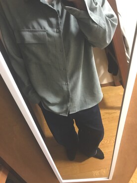 「niko and...（ニコアンド）のメランジサージバルーンシャツ（シャツ/ブラウス、グリーン系）」を使った、t-s-uさん（メンズ・171cm）の春コーディネート