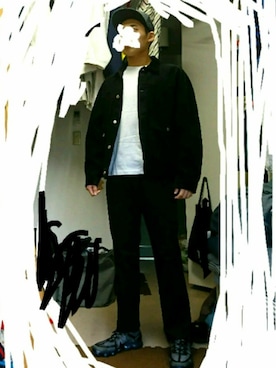 「いいね返し」｜「アイテム（デニムジャケット）」を使った、トシオロメンさん（メンズ・177cm）の冬コーディネート