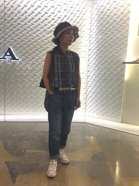 「CANAMO（カナーモ）のアイテム」を使った、Patricia Tamさん（レディース・150cm）の夏コーディネート