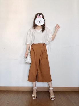 「キュロット」｜「アイテム（ハンドバッグ）」を使った、シロさん（レディース・160cm）の夏コーディネート