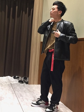 「Confirm（コンファーム）のアイテム（ライダースジャケット）」を使った、コンファーム・イルズ 廿日市さん（メンズ・175cm）の冬コーディネート