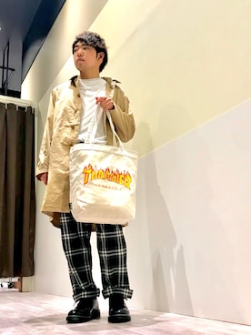 「Confirm（コンファーム）のアイテム（ステンカラーコート）」を使った、コンファーム・イルズ 廿日市さん（メンズ・164cm）の春コーディネート