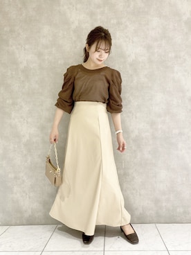 「Chico（チコ）のレザーロングフレアスカート/レザースカート（スカート）」を使った、rinachi03さん（レディース・153cm）の秋コーディネート