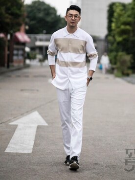 「DOLCE&GABBANA（ドルチェアンドガッバーナ）のアイテム（スラックス）」を使った、ZEEY MEN 穿搭さん（メンズ・181cm）の春コーディネート