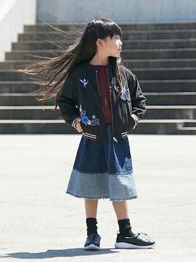 「allolun.（オールオルン）のアイテム（ブルゾン）」を使った、F.O.OnlineStoreさん（キッズ・110cm）の秋コーディネート
