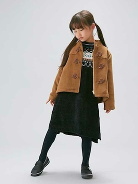 「アイテム（ダッフルコート、イエロー系）」を使った、F.O.OnlineStoreさん（キッズ・110cm）の秋コーディネート