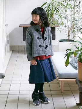 「アイテム（ダッフルコート）」を使った、F.O.OnlineStoreさん（キッズ・110cm）の秋コーディネート
