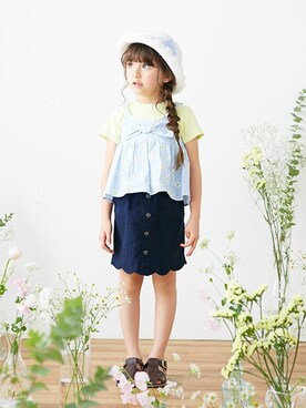 「apres les cours（アプレレクール）のアイテム（スカート）」を使った、F.O.OnlineStoreさん（キッズ・110cm）の春コーディネート