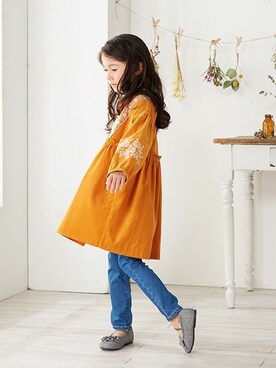 「apres les cours（アプレレクール）のアイテム（バレエシューズ）」を使った、F.O.OnlineStoreさん（キッズ・110cm）の夏コーディネート