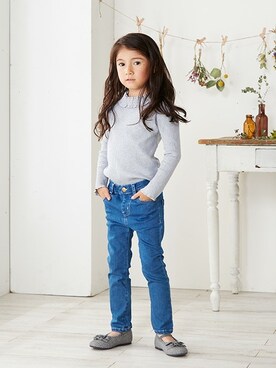 「apres les cours（アプレレクール）のアイテム（バレエシューズ）」を使った、F.O.OnlineStoreさん（キッズ・110cm）の夏コーディネート