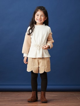 「apres les cours（アプレレクール）のアイテム（ブーツ）」を使った、F.O.OnlineStoreさん（キッズ・110cm）の秋コーディネート