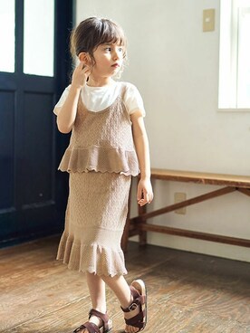 「apres les cours（アプレレクール）のアイテム（スカート）」を使った、F.O.OnlineStoreさん（キッズ・110cm）の春コーディネート