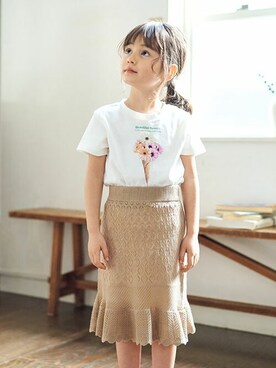 「apres les cours（アプレレクール）のアイテム（スカート）」を使った、F.O.OnlineStoreさん（キッズ・110cm）の春コーディネート