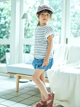 「apres les cours（アプレレクール）のアイテム（ハット）」を使った、F.O.OnlineStoreさん（キッズ・110cm）の春コーディネート