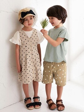 「apres les cours（アプレレクール）のアイテム（ハット）」を使った、F.O.OnlineStoreさん（キッズ・110cm）の春コーディネート
