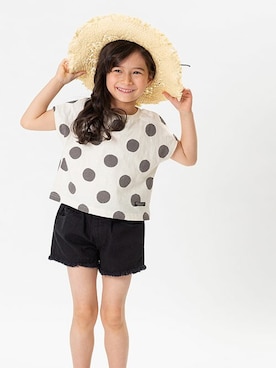 「BREEZE（ブリーズ）のドットＴシャツ（Tシャツ/カットソー）」を使った、F.O.OnlineStoreさん（キッズ・110cm）の夏コーディネート