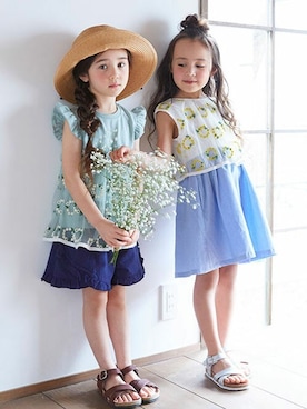「apres les cours（アプレレクール）のアイテム（チュニック）」を使った、F.O.OnlineStoreさん（キッズ・110cm）の夏コーディネート