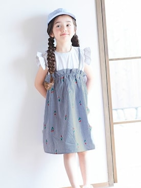 「apres les cours（アプレレクール）のアイテム（キャップ）」を使った、F.O.OnlineStoreさん（キッズ・110cm）の夏コーディネート