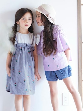「apres les cours（アプレレクール）のアイテム（ハット）」を使った、F.O.OnlineStoreさん（キッズ・110cm）の夏コーディネート
