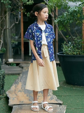 「BREEZE（ブリーズ）のアイテム（スカート）」を使った、F.O.OnlineStoreさん（キッズ・110cm）の夏コーディネート