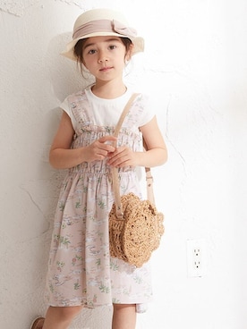「apres les cours（アプレレクール）のアイテム（ハット）」を使った、F.O.OnlineStoreさん（キッズ・110cm）の夏コーディネート