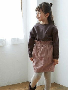 「apres les cours（アプレレクール）のアイテム（ブーツ）」を使った、F.O.OnlineStoreさん（キッズ・110cm）の秋コーディネート