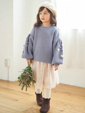 「apres les cours（アプレレクール）のアイテム（ハンチング/ベレー帽）」を使った、F.O.OnlineStoreさん（キッズ・110cm）の秋コーディネート