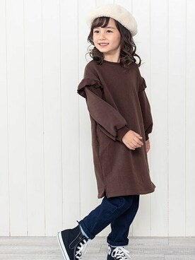 「apres les cours（アプレレクール）のアイテム（ハンチング/ベレー帽）」を使った、F.O.OnlineStoreさん（キッズ・110cm）の秋コーディネート