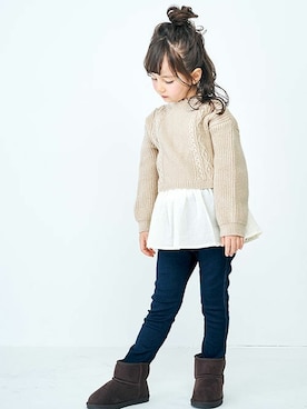 「apres les cours（アプレレクール）のアイテム（ブーツ）」を使った、F.O.OnlineStoreさん（キッズ・110cm）の秋コーディネート