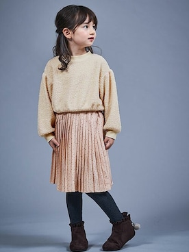 「apres les cours（アプレレクール）のアイテム（ブーツ）」を使った、F.O.OnlineStoreさん（キッズ・110cm）の秋コーディネート