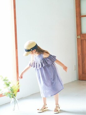 「apres les cours（アプレレクール）のアイテム（ハット）」を使った、F.O.OnlineStoreさん（キッズ・110cm）の夏コーディネート