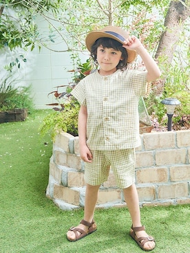 「apres les cours（アプレレクール）のアイテム（セットアップ）」を使った、F.O.OnlineStoreさん（キッズ・110cm）の夏コーディネート