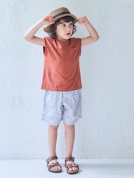 「apres les cours（アプレレクール）のアイテム（ハット）」を使った、F.O.OnlineStoreさん（キッズ・110cm）の夏コーディネート