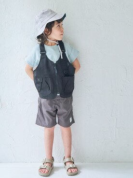 「apres les cours（アプレレクール）のアイテム（ハット）」を使った、F.O.OnlineStoreさん（キッズ・110cm）の夏コーディネート