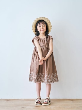 「apres les cours（アプレレクール）のアイテム（ハット）」を使った、F.O.OnlineStoreさん（キッズ・110cm）の夏コーディネート