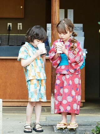 Junk Store ブリーズ の Disney ディズニー ミッキー総柄甚平ロンパス 浴衣 Wear