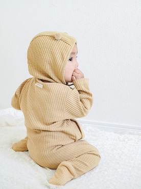 「アイテム（その他ベビー用品、イエロー系）」を使った、F.O.OnlineStoreさん（キッズ・70cm）の秋コーディネート