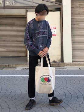 「FRUIT OF THE LOOM（フルーツオブザルーム）のアイテム（バッグ）」を使った、BOO君   さん（メンズ・173cm）の秋コーディネート