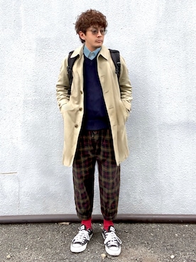 「秋のマイ旬スタイル」｜「アイテム（ステンカラーコート）」を使った、Goohy (ぐーひー)さん（メンズ・170cm）の秋コーディネート