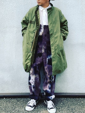 「フリース」｜「アイテム（オールインワン・サロペット）」を使った、Goohy (ぐーひー)さん（メンズ・170cm）の冬コーディネート