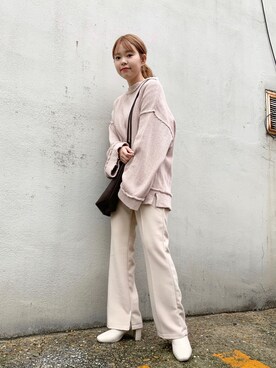 「LOWRYS FARM（ローリーズファーム）のストレッチヒールブーツ　851418（ブーツ）」を使った、みいたろうさん（レディース・159cm）の冬コーディネート