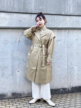 「Kastane（カスタネ）のアイテム（トレンチコート）」を使った、みいたろうさん（レディース・159cm）の春コーディネート