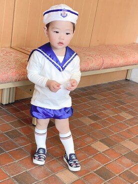 「Moujonjon（ムージョンジョン）のアイテム（シューズ）」を使った、issaさん（キッズ・90cm）の冬コーディネート