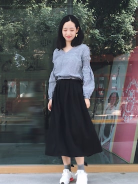 「アイテム（ピアス（両耳用））」を使った、鬼市中猫さん（レディース・166cm・20代）の秋コーディネート