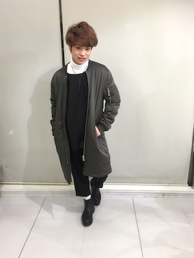 「PUNYUS（プニュズ）のアイテム（ブーツ）」を使った、河崎良侑(りょう)さん（メンズ・166cm）の冬コーディネート