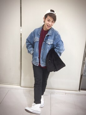 「BLISS POINT（ブリスポイント）のアイテム」を使った、河崎良侑(りょう)さん（メンズ・166cm）の冬コーディネート