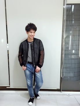 「H&M（エイチ・アンド・エム）のアイテム（ジャケット/アウター）」を使った、河崎良侑(りょう)さん（メンズ・166cm・20代）の春コーディネート