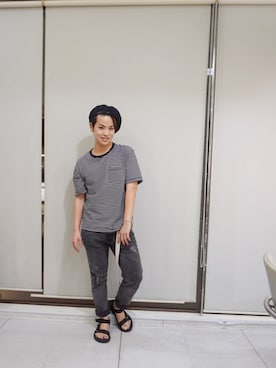 「RETRO GIRL（レトロガール）のアイテム（ハンチング/ベレー帽）」を使った、河崎良侑(りょう)さん（メンズ・166cm）の夏コーディネート