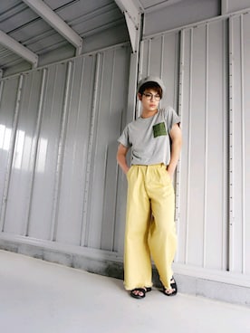 「Right-on（ライトオン）のアイテム（ハンチング/ベレー帽）」を使った、河崎良侑(りょう)さん（メンズ・166cm）の夏コーディネート