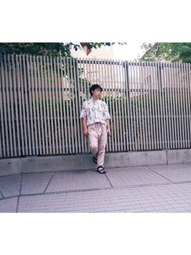 「RETRO GIRL（レトロガール）のアイテム（ハンチング/ベレー帽）」を使った、河崎良侑(りょう)さん（メンズ・166cm）の夏コーディネート